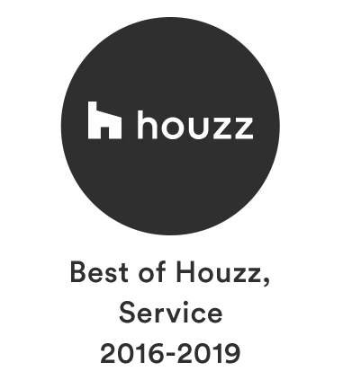 small house image and houzz printed on black circle above the words best of houzz service 2016-2019