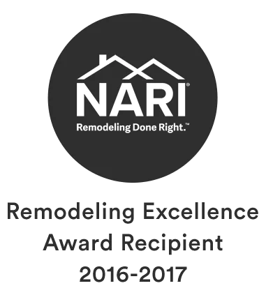 remodeling excellence award recipient 2016-2017 printed below NARI remodeling done right logo