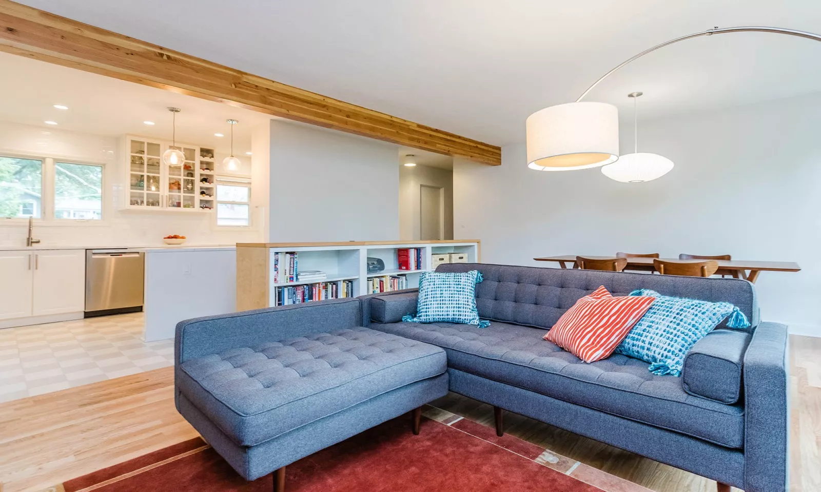 mid century modern ranch renovation and remodel view of family room