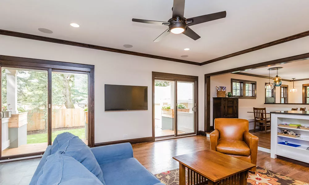 view of family room in a two story addition in riverside illinois