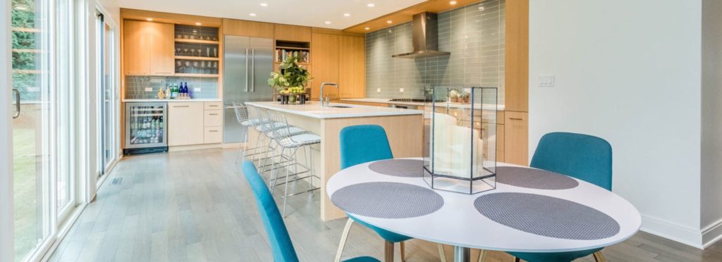 livco kitchen renovation large island grey tile floowing light cabinetry light backsplash