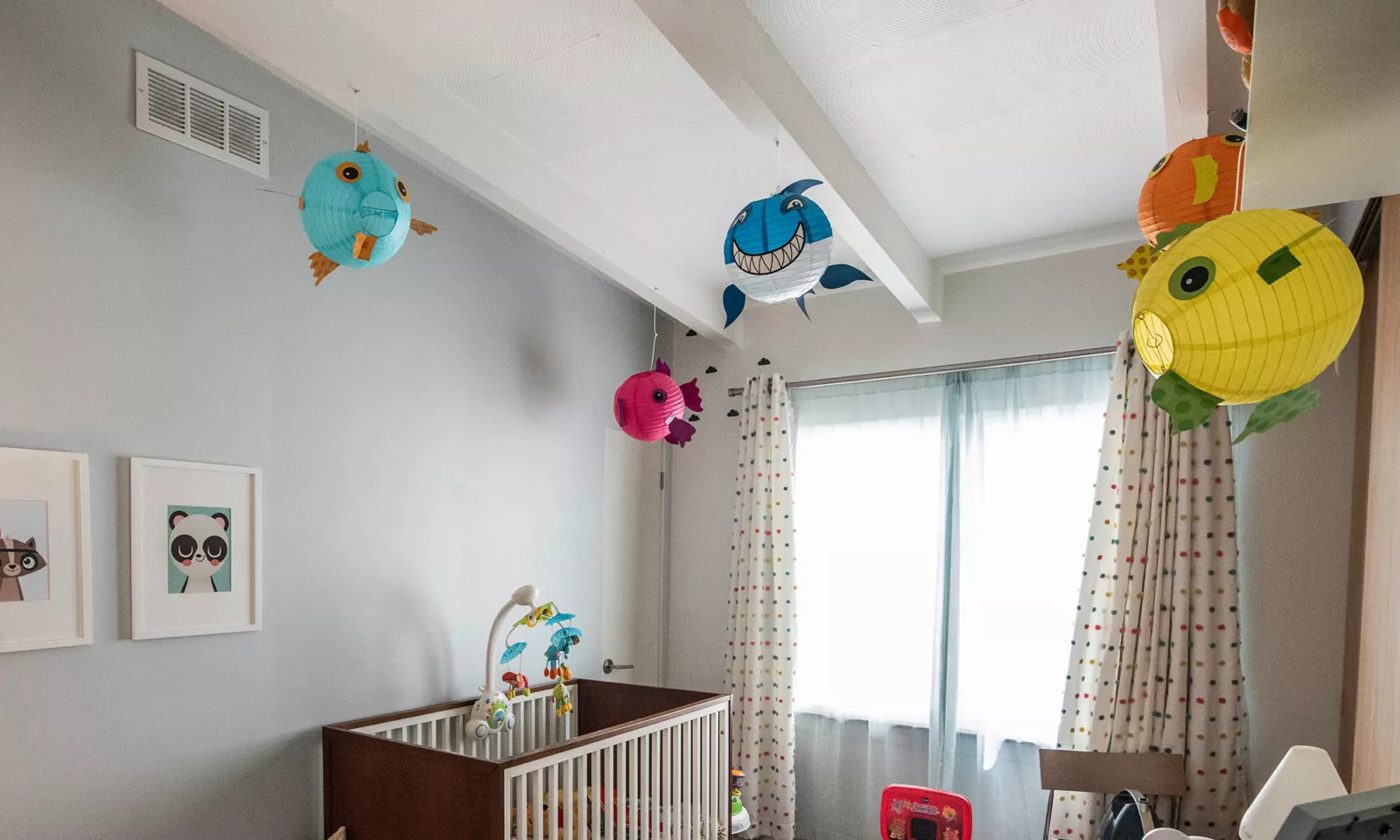 the mid-century nursery with ceiling decorations