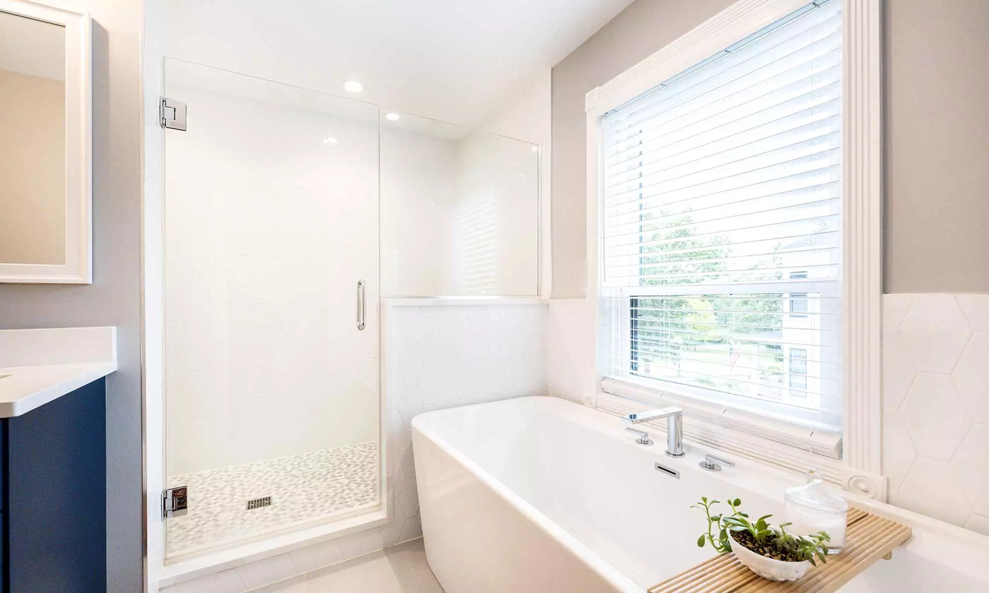 freestanding bathtub in a luxury bathroom remodel