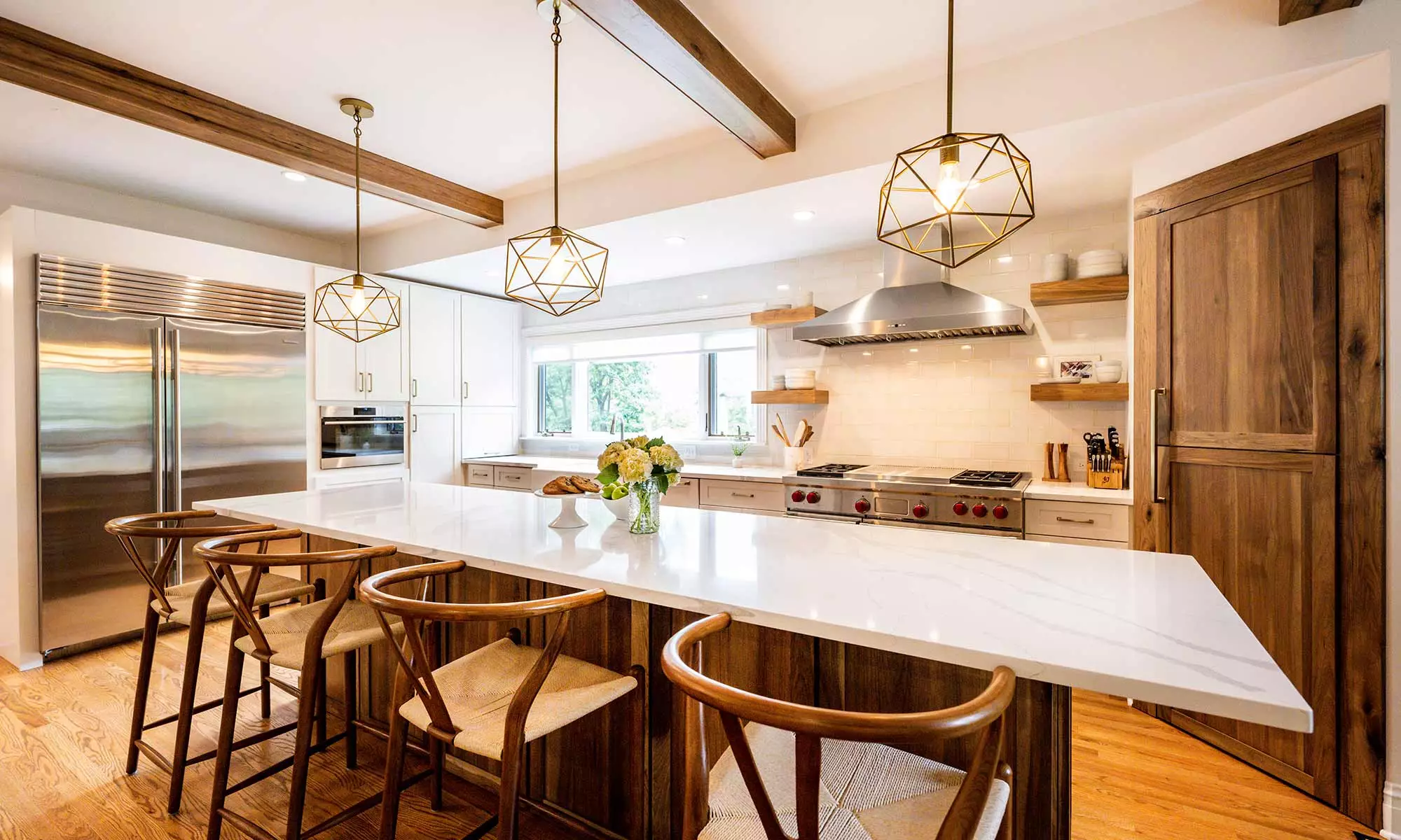 luxury kitchen remodel with hickory cabinetry