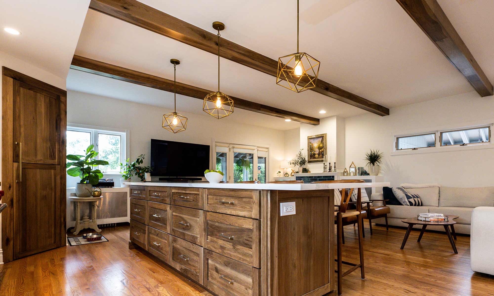 luxury kitchen remodel with hickory cabinetry