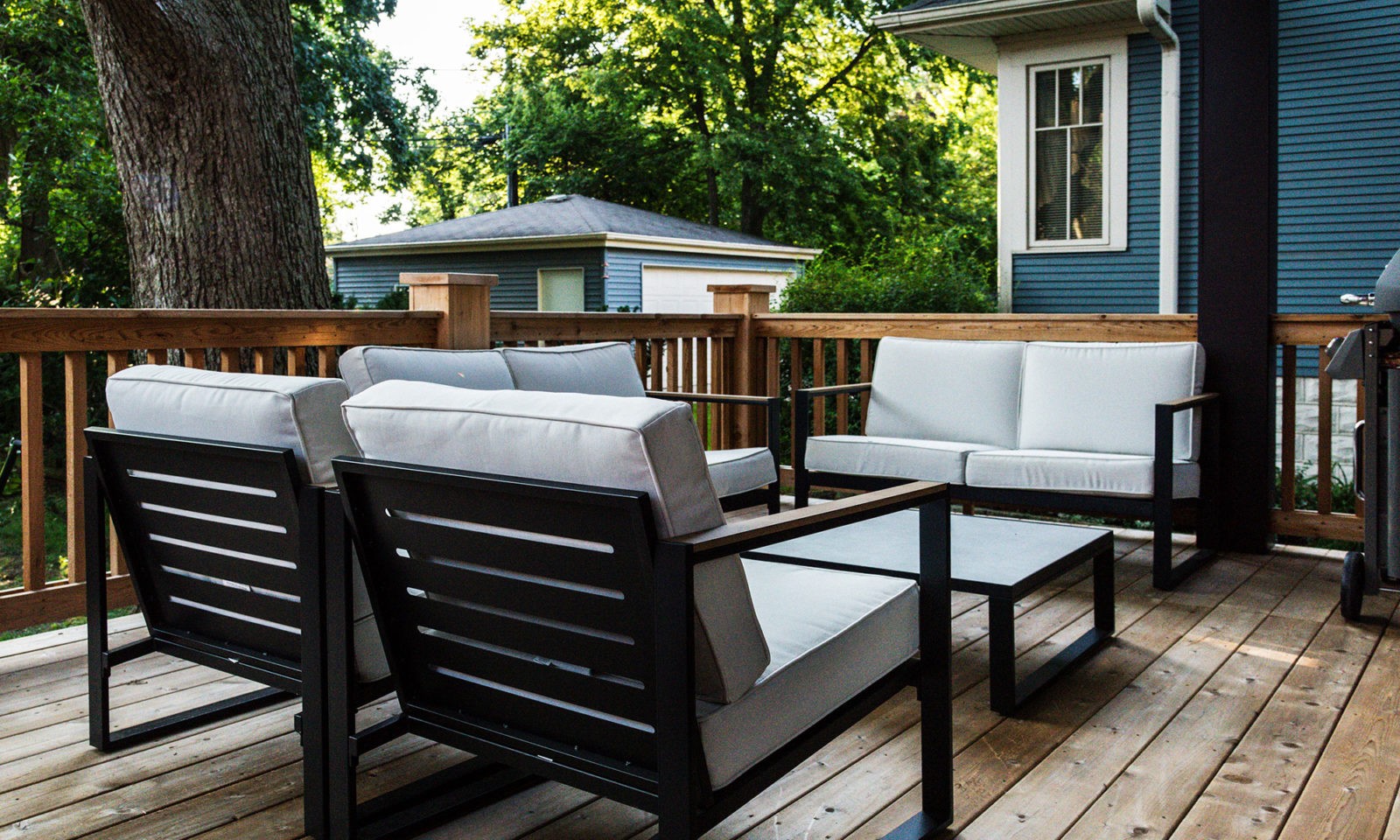 Renovated patio space with outdoor patio furniture