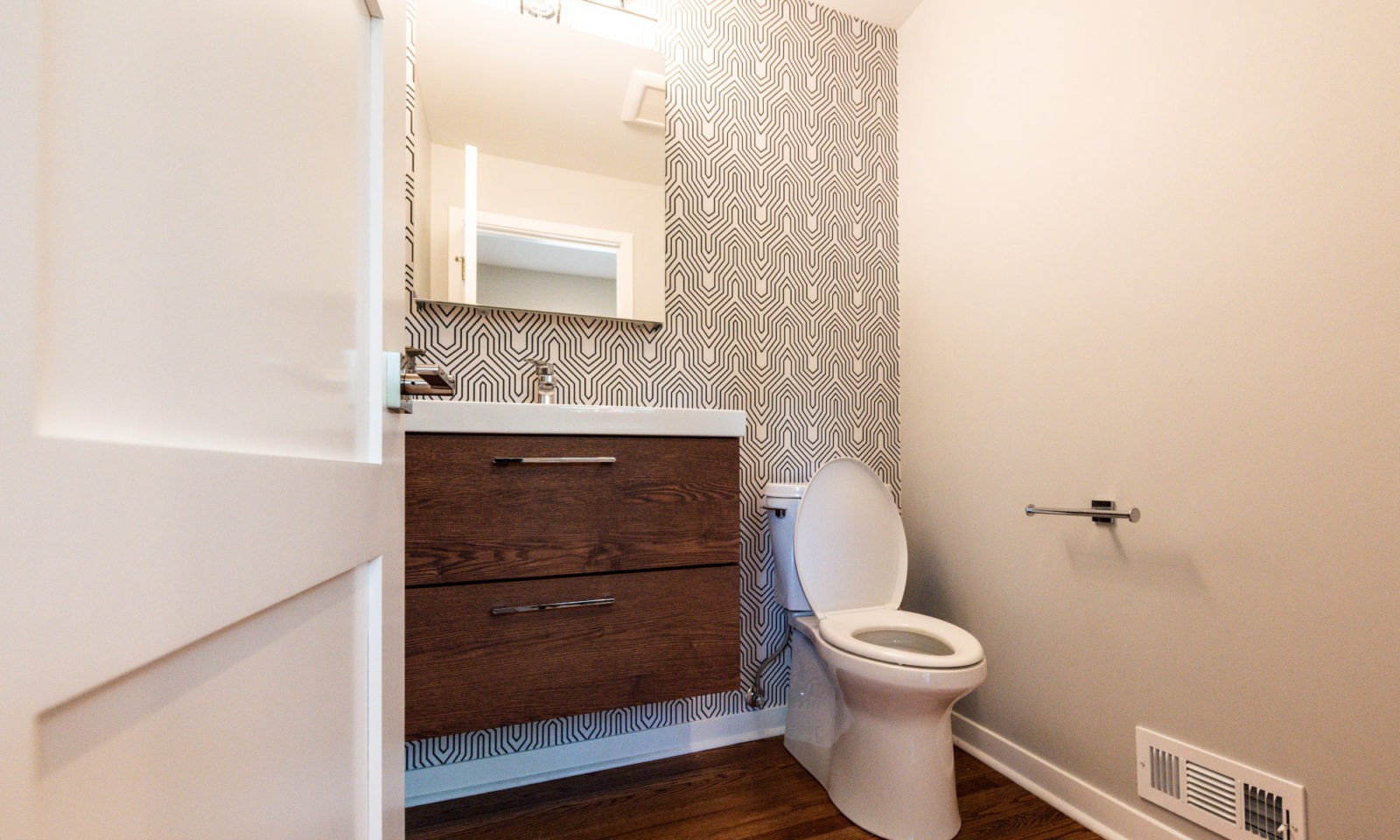 modern powder room bathroom remodel in hinsdale