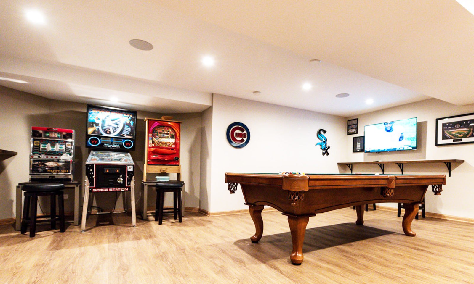 view of basement remodel game and pool table area