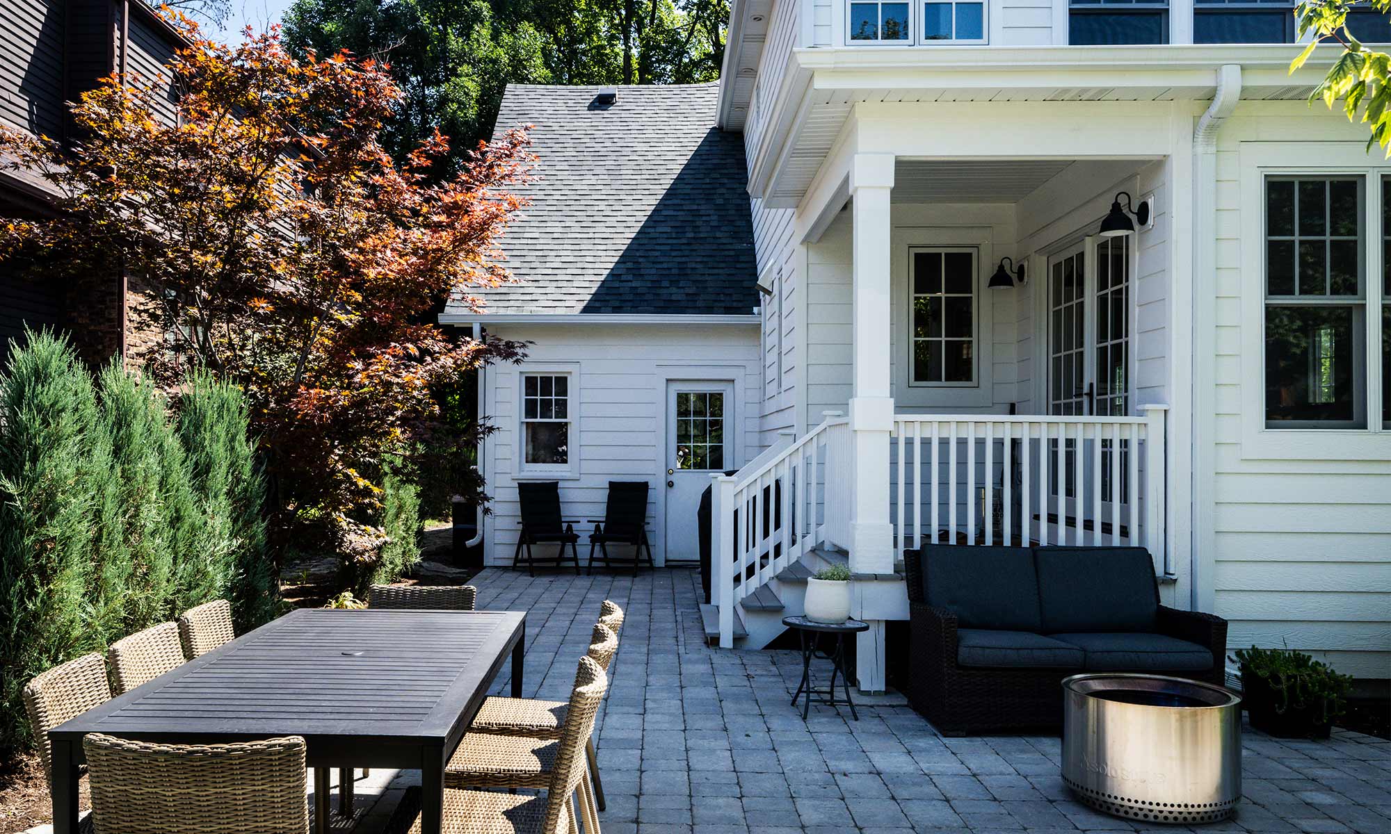 exterior photo of second story addition back porch in Chicago's western suburbs