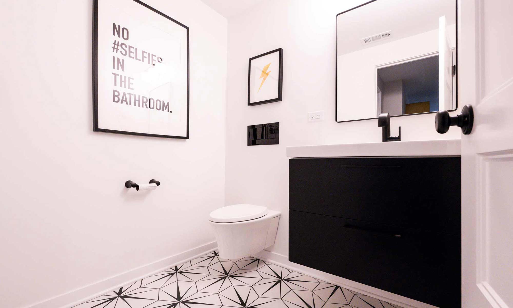 mcm tile and vanity in luxury bathroom