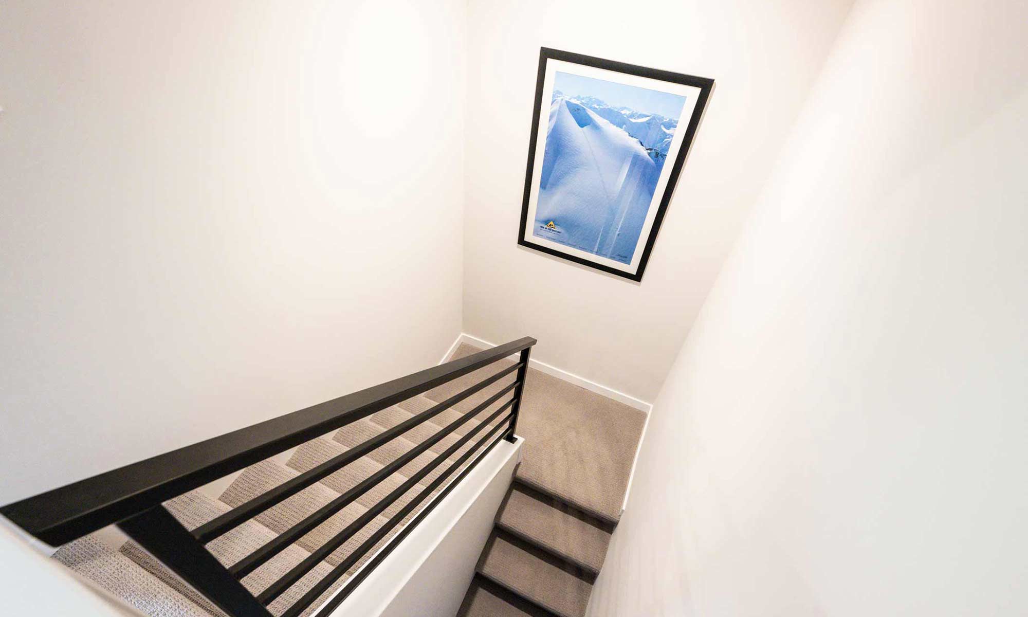 interior view of modern stairway in an MCM home office addition