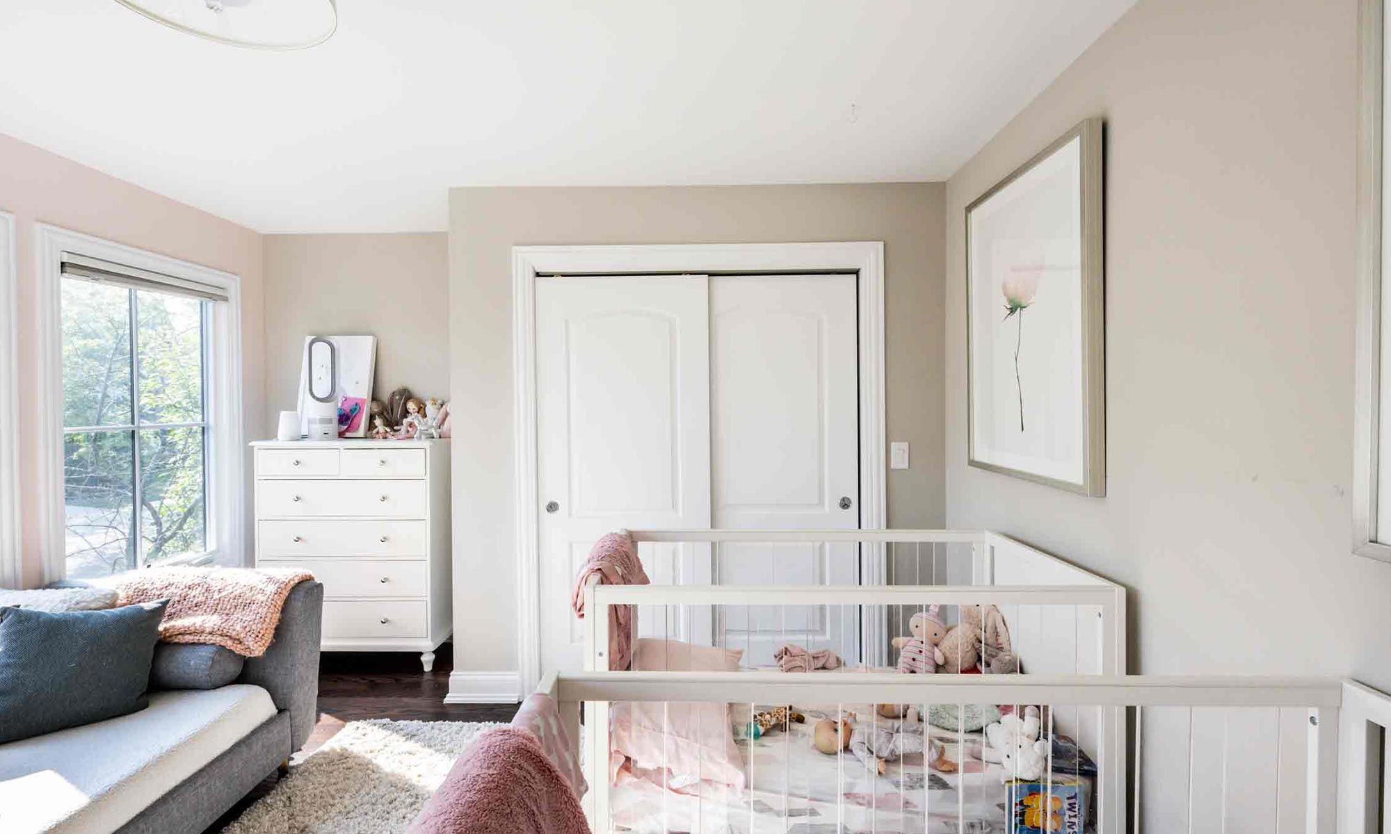 view of two cribs in remodeled bedroom