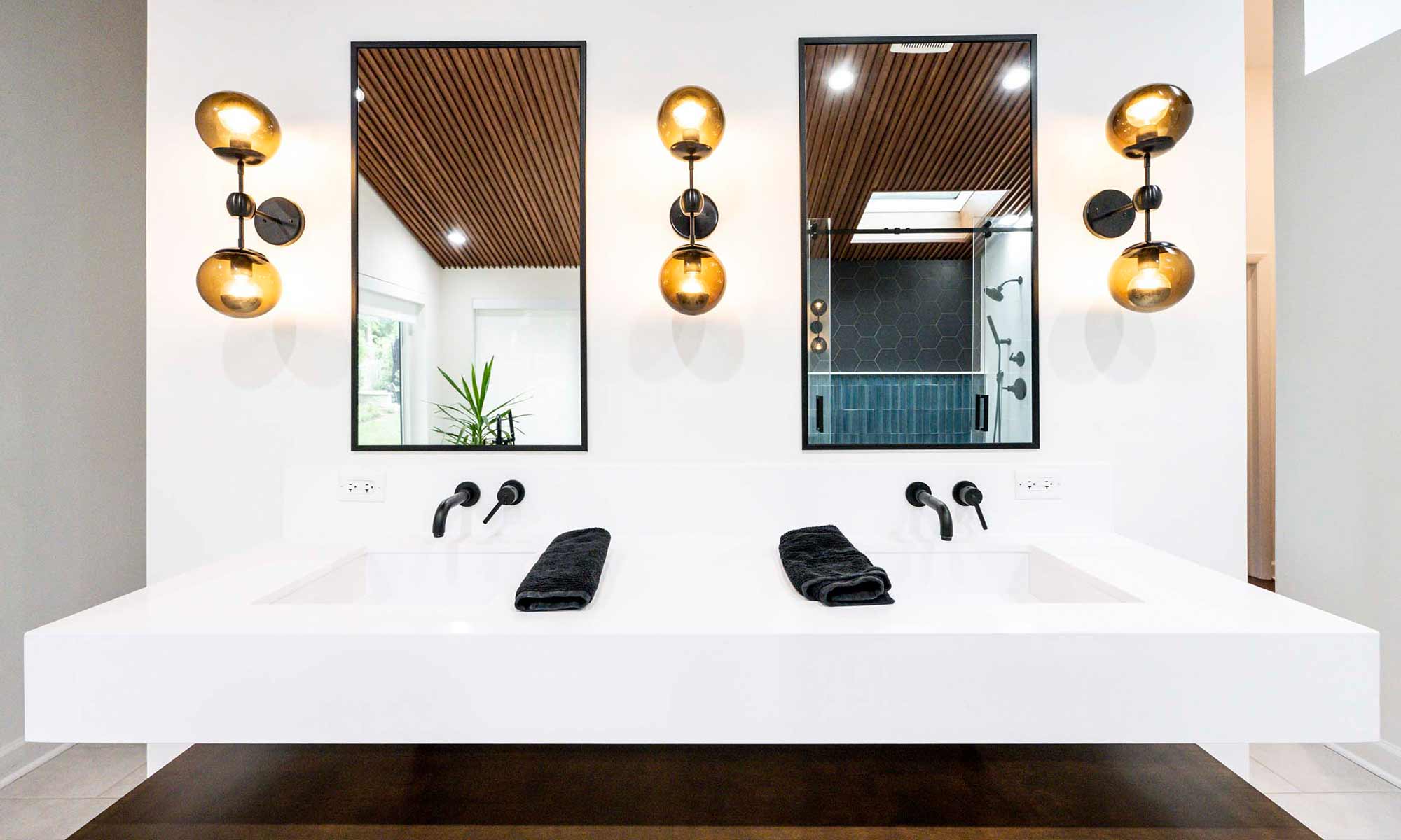 Luxury floating vanity in modern bathroom renovation by LivCo