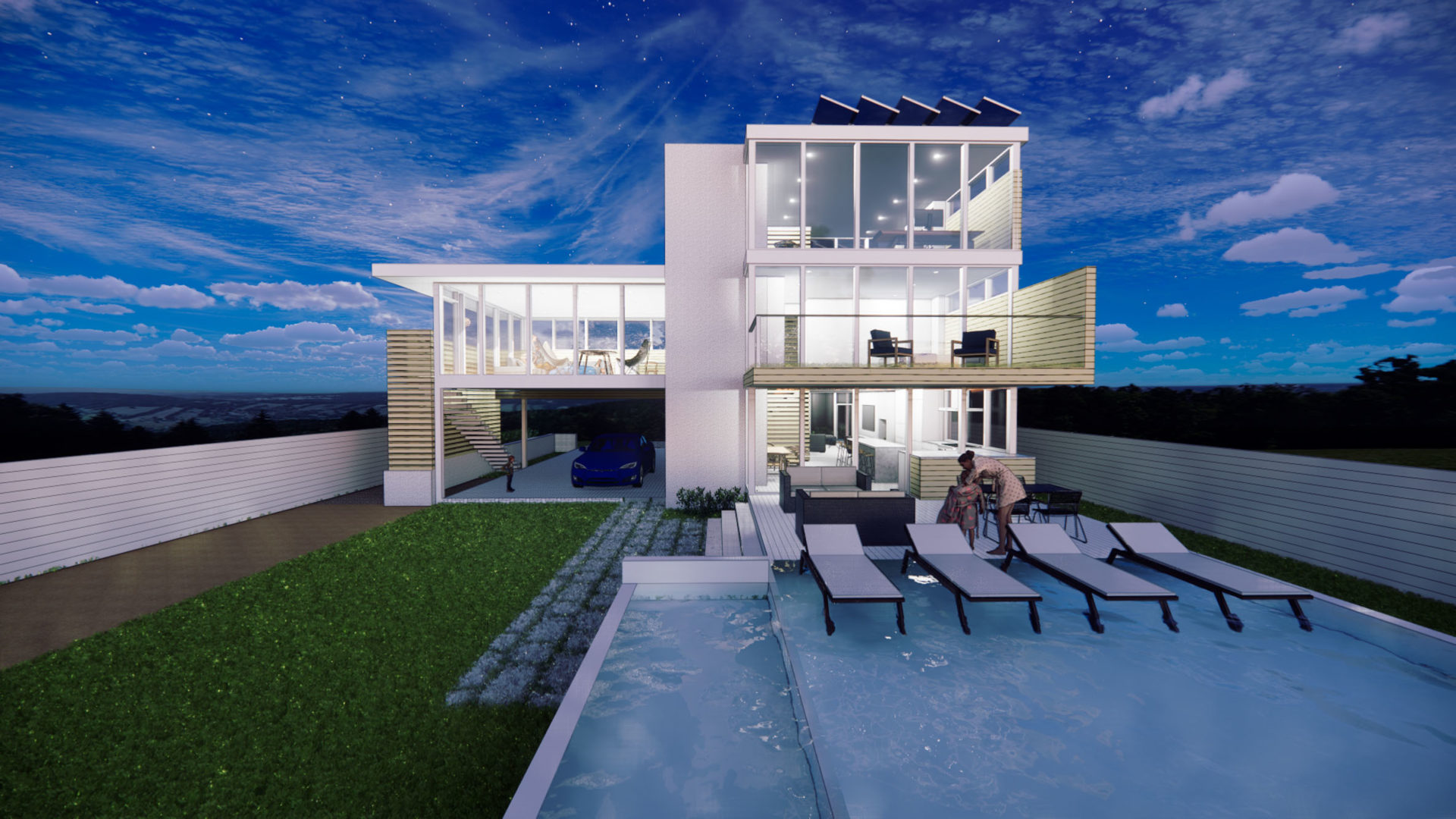 concept view of a modern home in north carolina