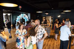Guests mingling at LivCo’s Ten Year Anniversary Party at The Elm