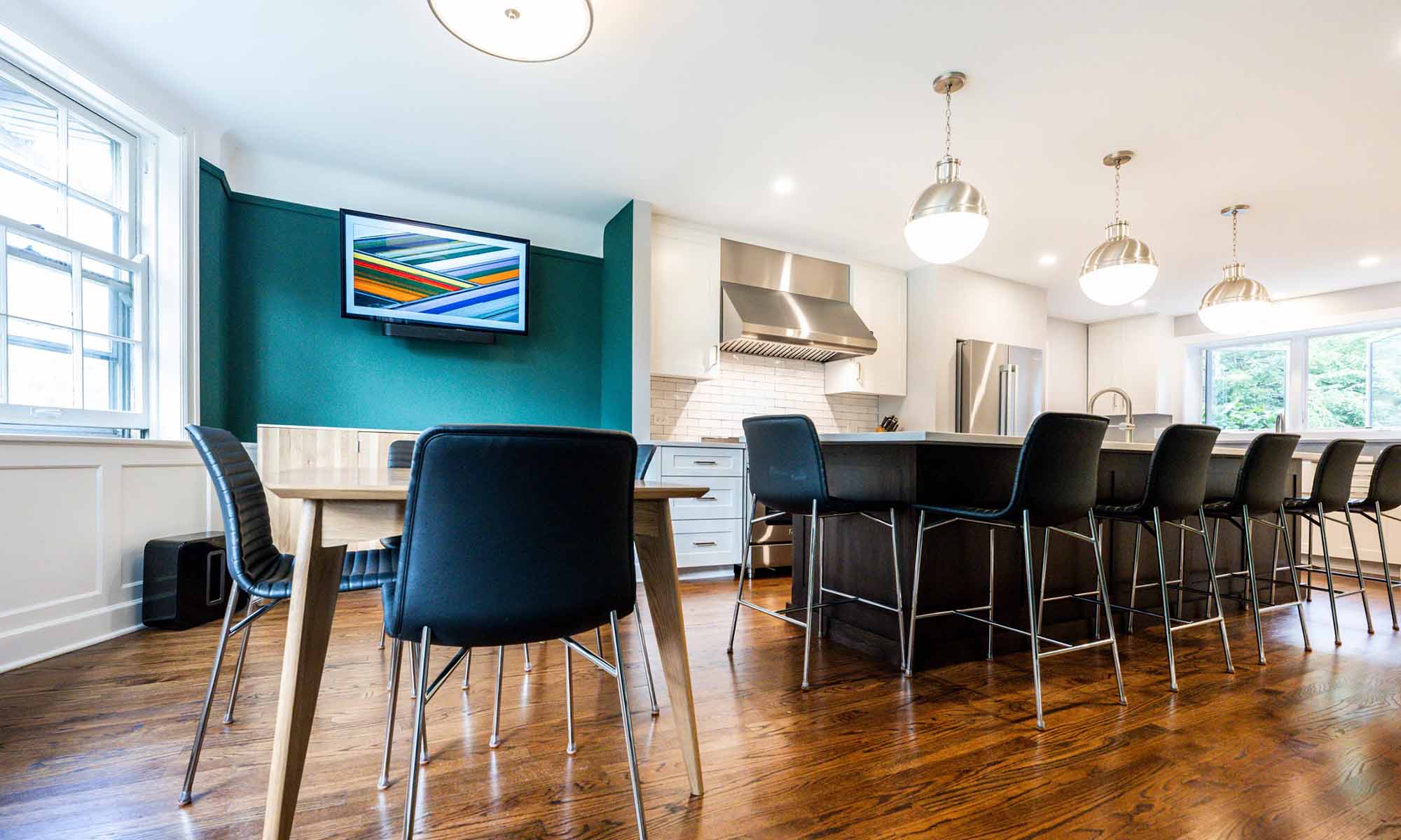 view from breakfast room of luxury kitchen remodel in Riverside Illinois