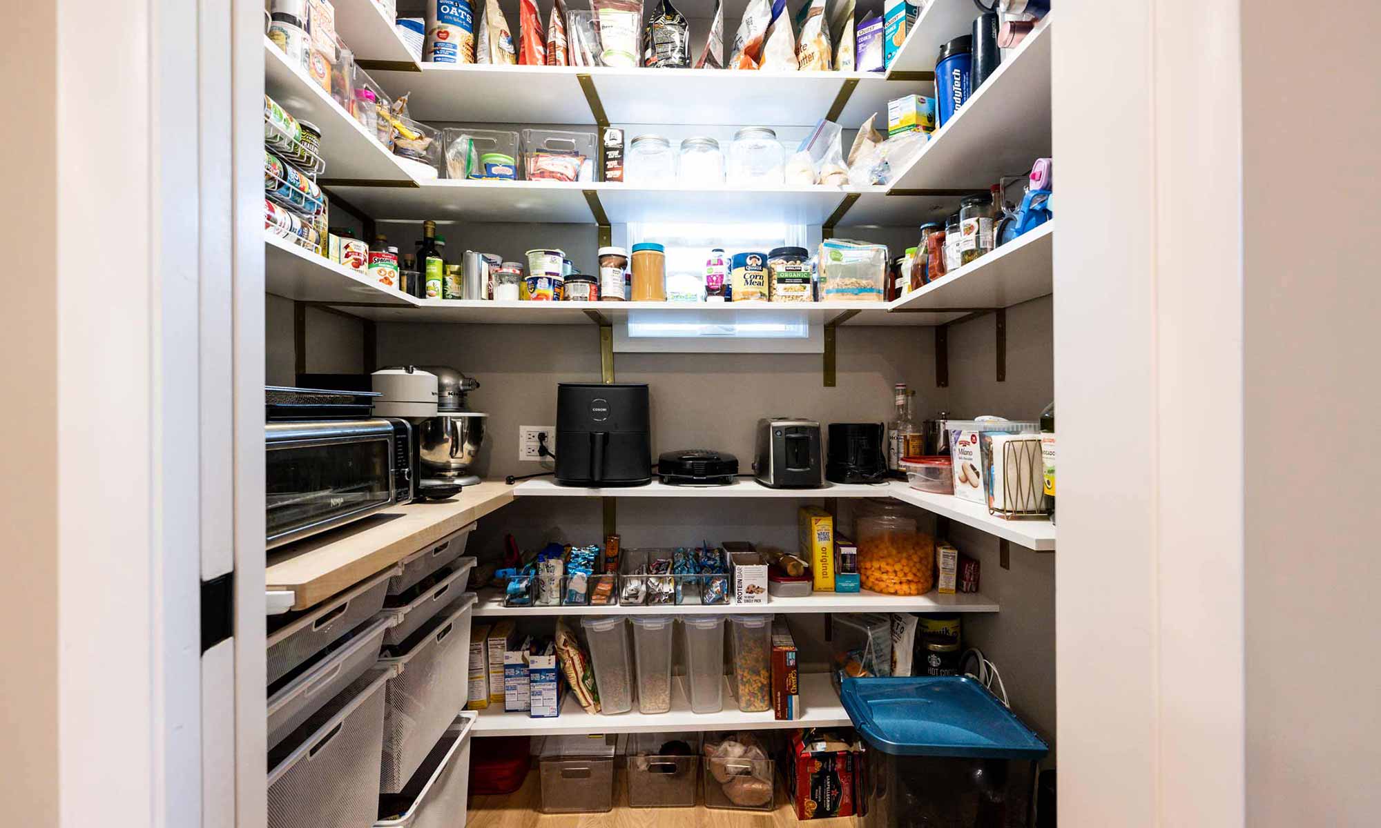 view of pantry storage shelving