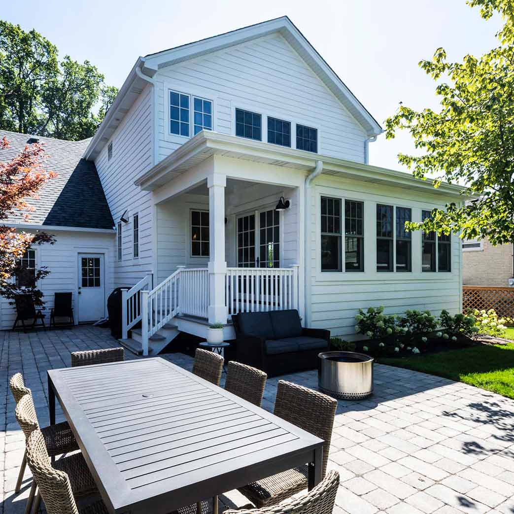 exterior of a luxury family room and primary suite addition in western springs illinois