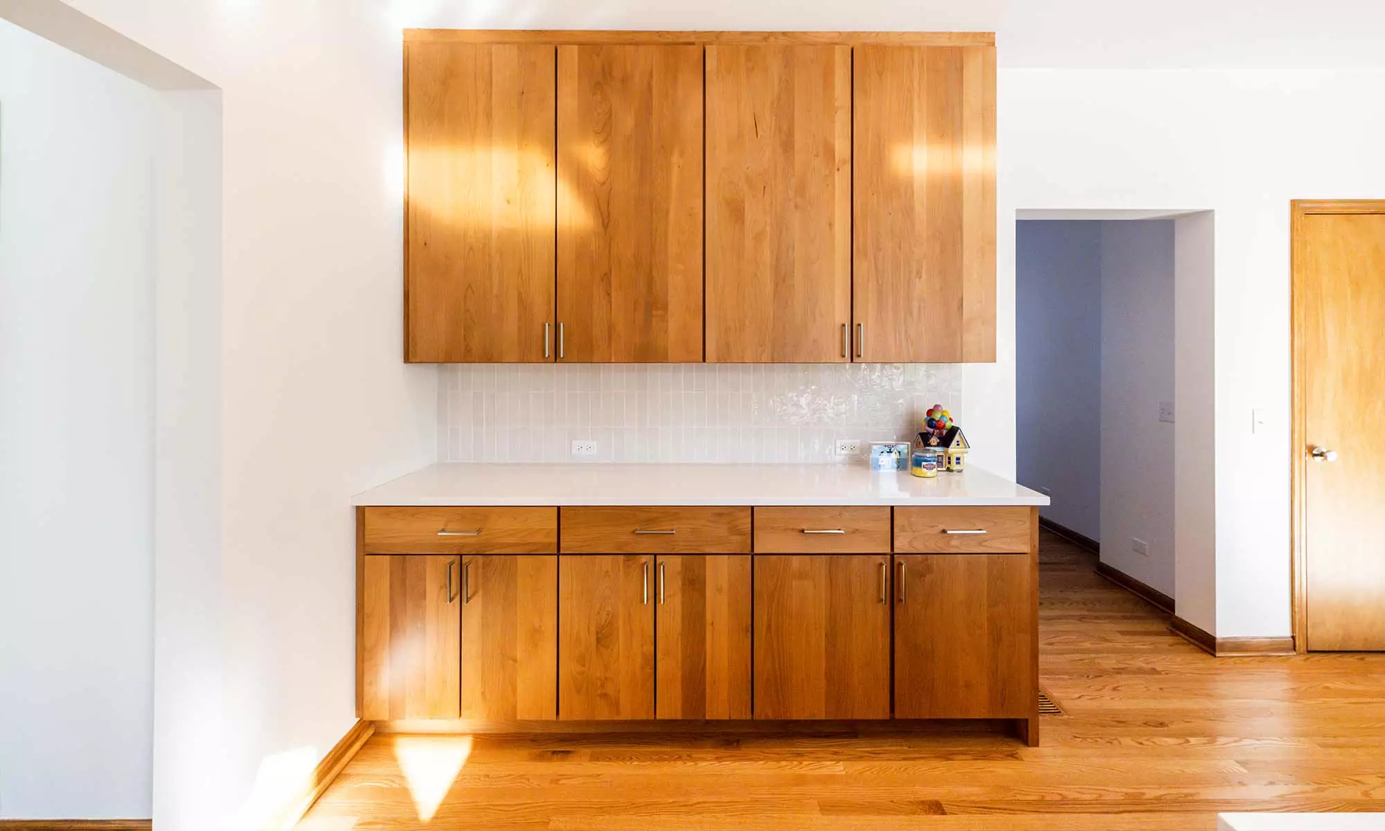 breakfast coffee bar cherry cabinets in wheaton modern whole house remodel