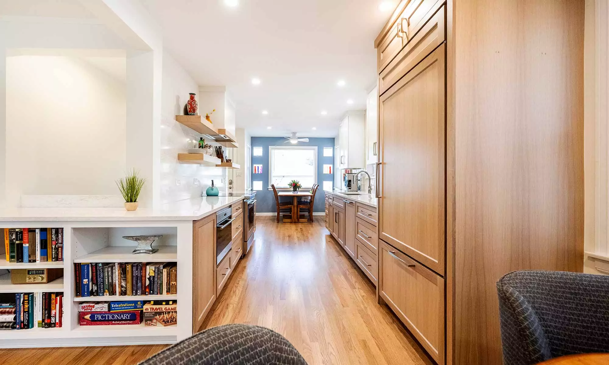 white oak kitchen cabinetry in luxury galley kitchen remodel
